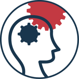 a simple illustration of a cogwheel in a cartoon silhouette symbolising brain engagement