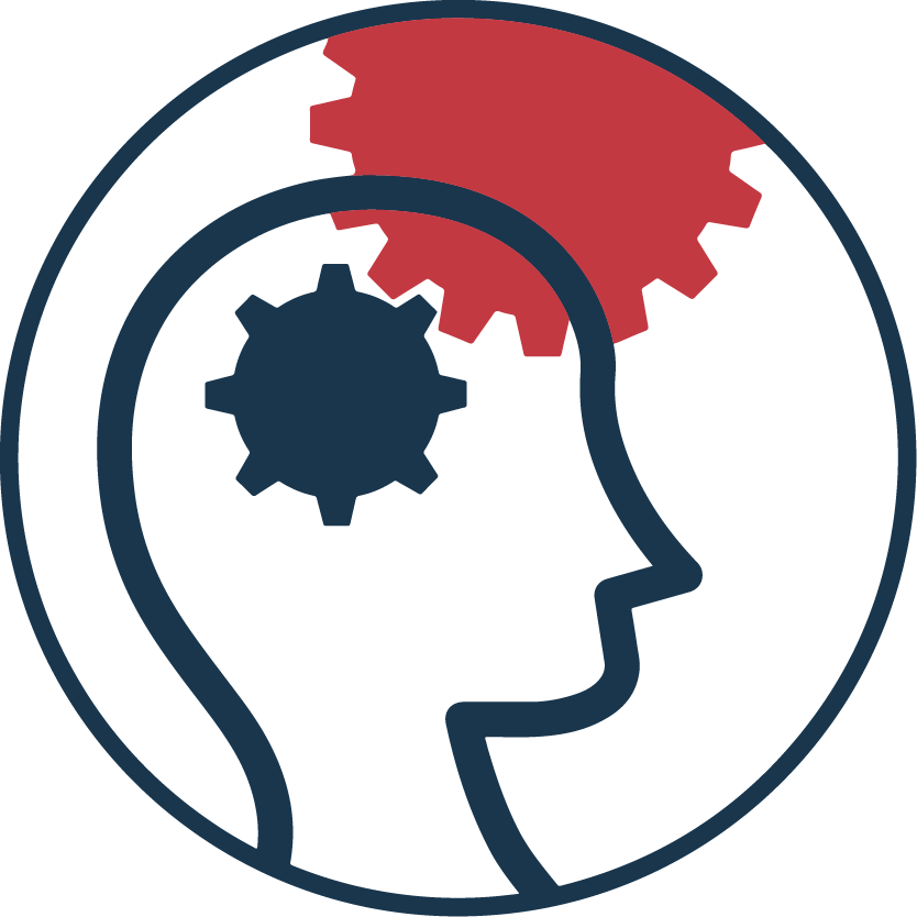 a simple illustration of a cogwheel in a cartoon silhouette symbolising brain engagement