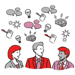 an illustration of business people brainstorming ideas