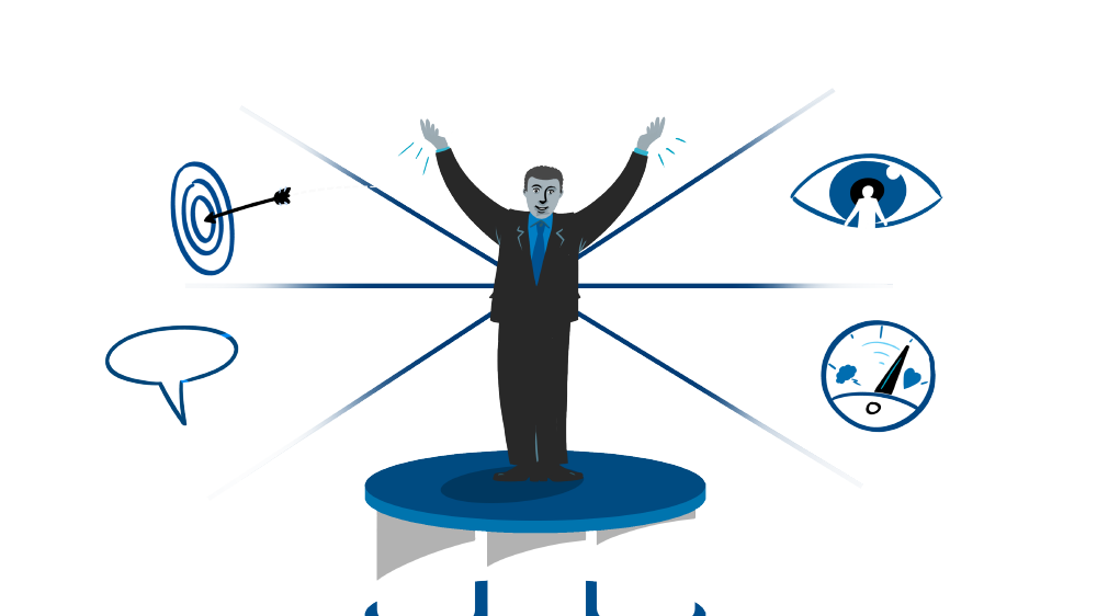 graphical illustration of a businessman bouncing back