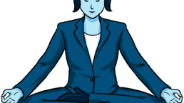 graphical illustration of a business woman meditating