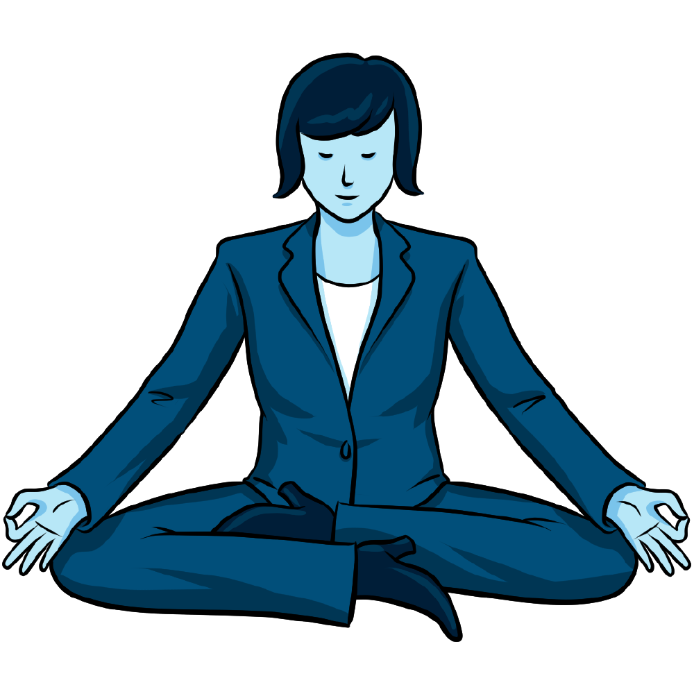 graphical illustration of a business woman meditating