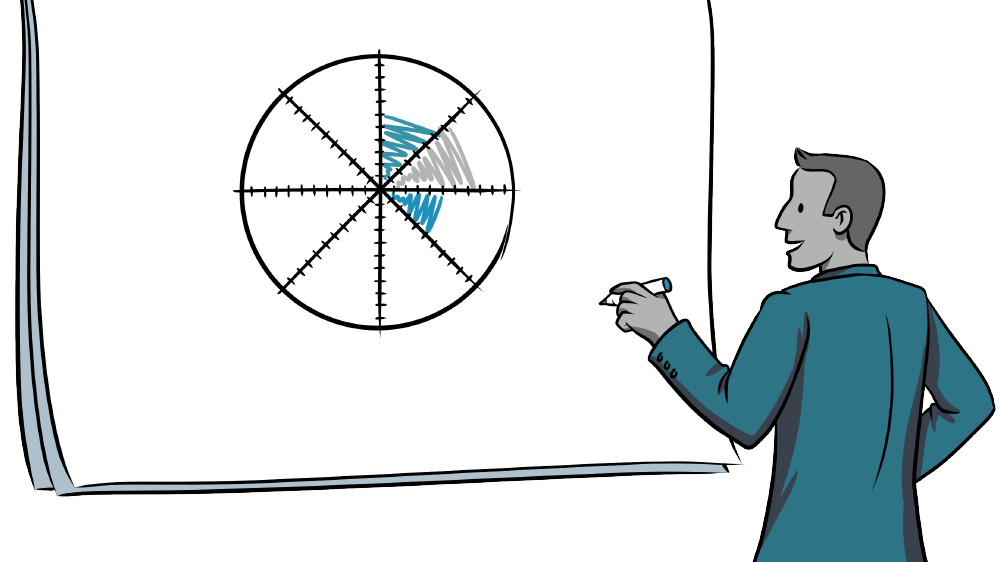 illustration of a businessman drawing a chart on a white board