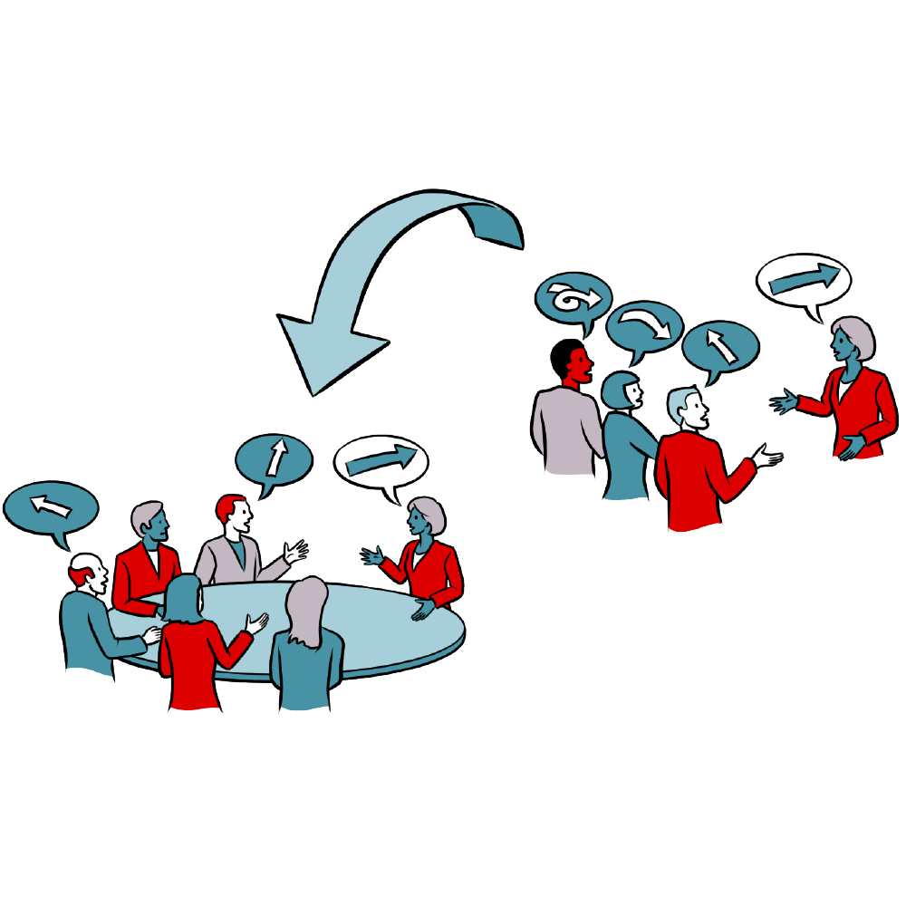 an illustration of business people coming to a decision