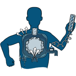 a graphical illustration of a person bottling themselves up
