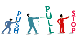push, pull and stop illustration