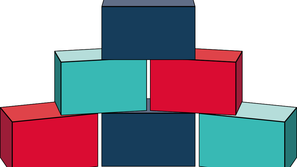 an illustration of blue, green and red building blocks for mentoring