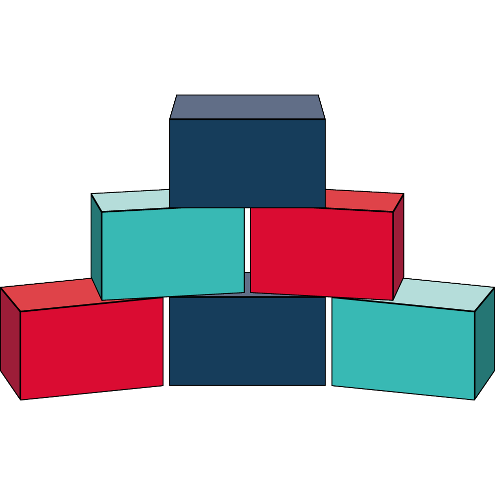an illustration of blue, green and red building blocks for mentoring