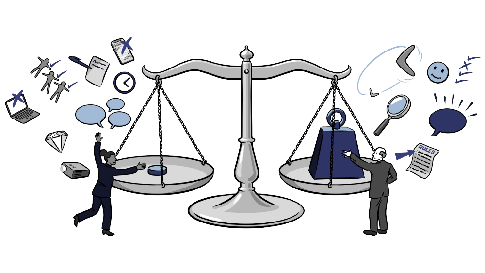 an illustration of a weight scale used to symbolise business meetings