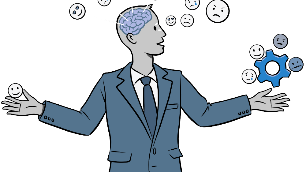 an illustration of a man reflecting on his emotions