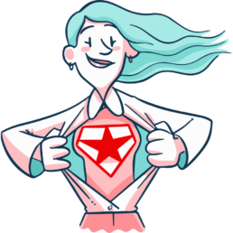 an illustration of a woman adorning the superman costume pose