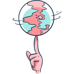 an illustration of a globe spinning on a finger