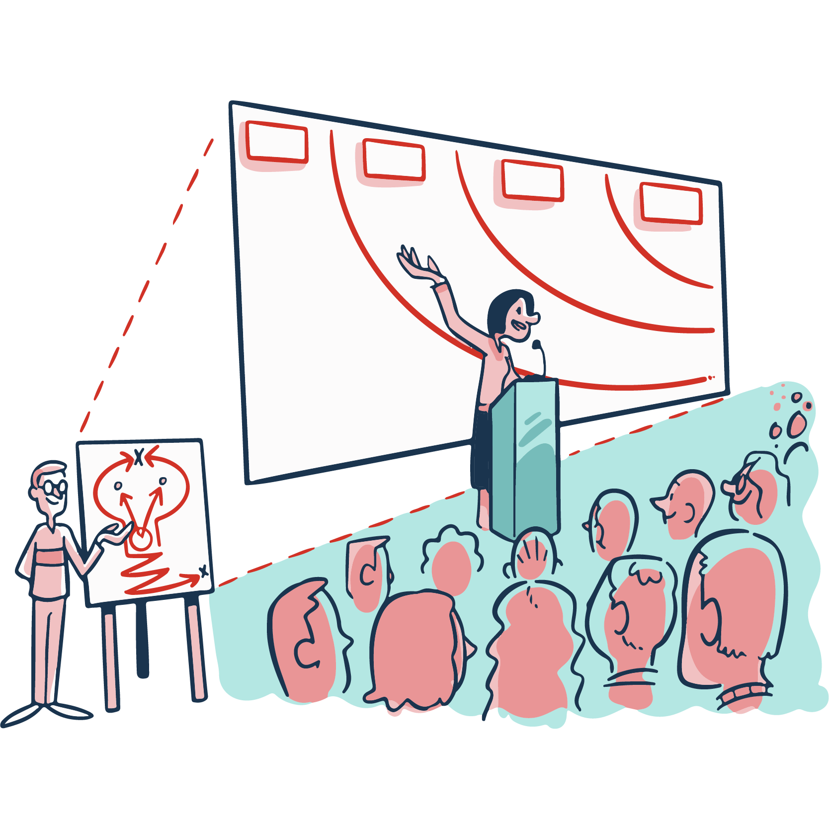 an illustration of a woman giving a business presentation