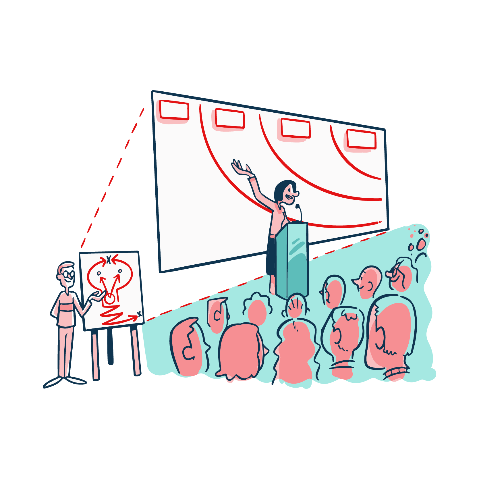 an illustration of a woman giving a presentation for business facilitation