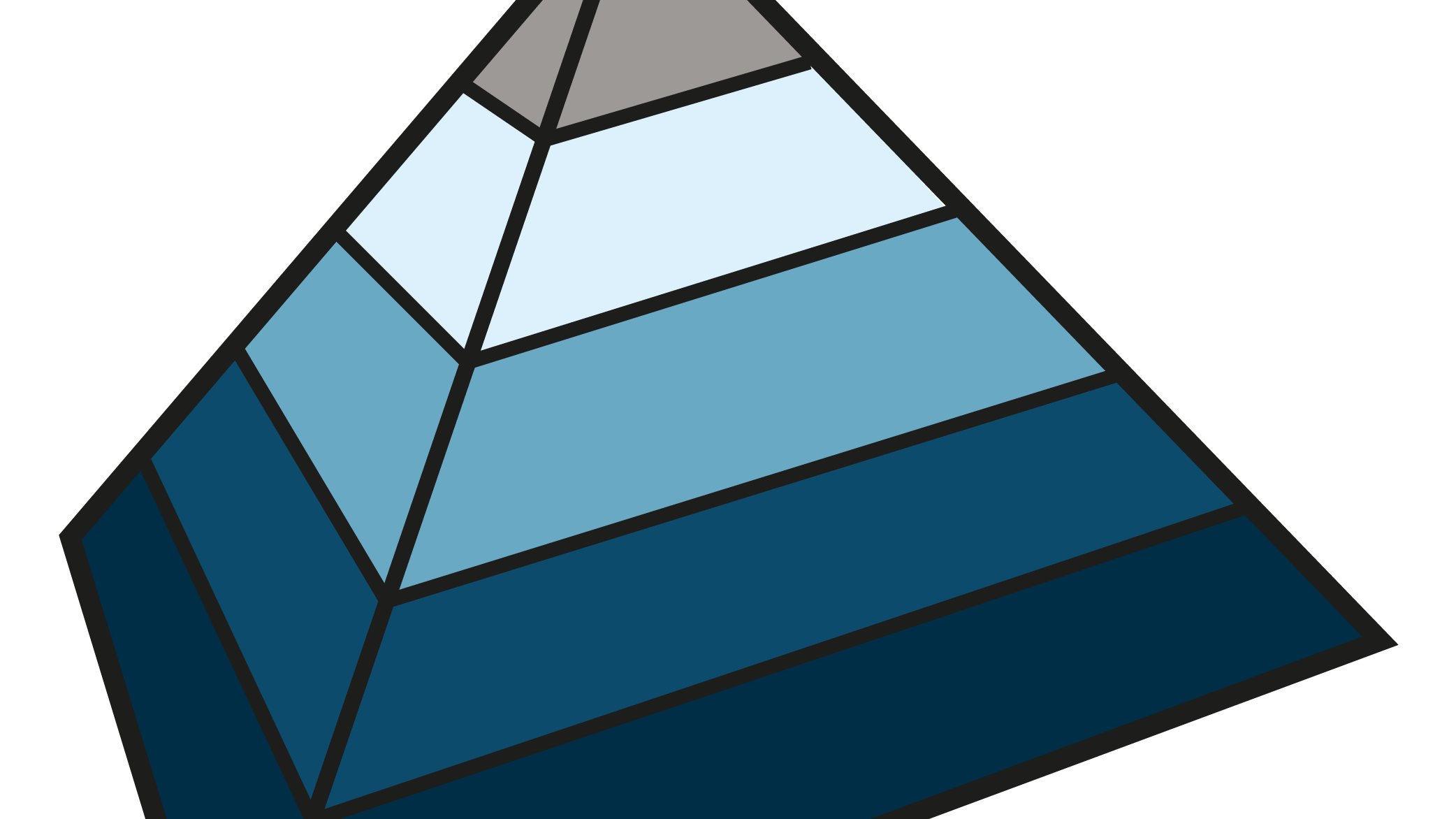 an illustration of a blue 3d hierarchal pyramid