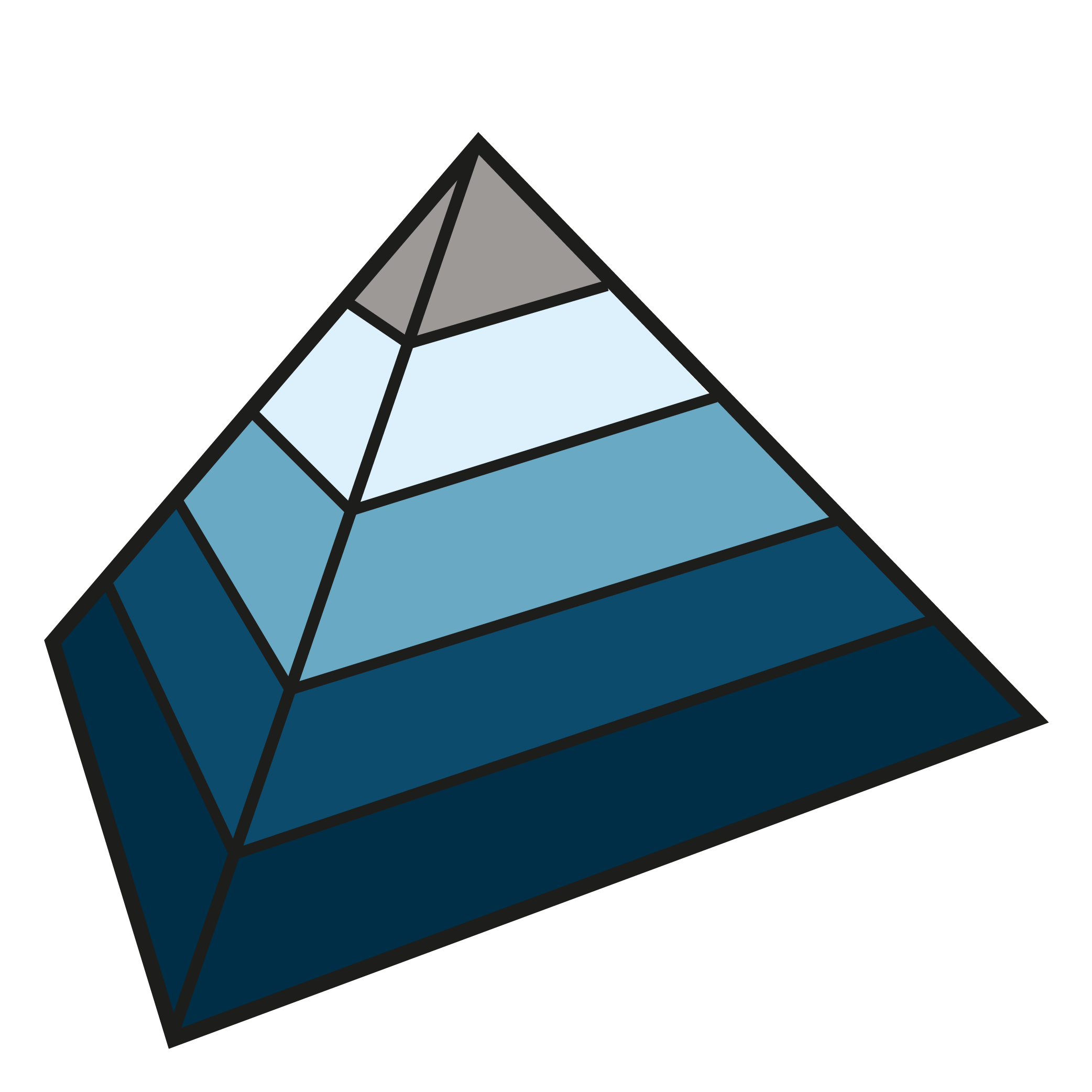 an illustration of a blue 3d hierarchal pyramid