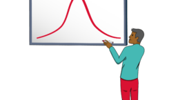 a cartoon illustration of a man with a whiteboard pen drawing a graph