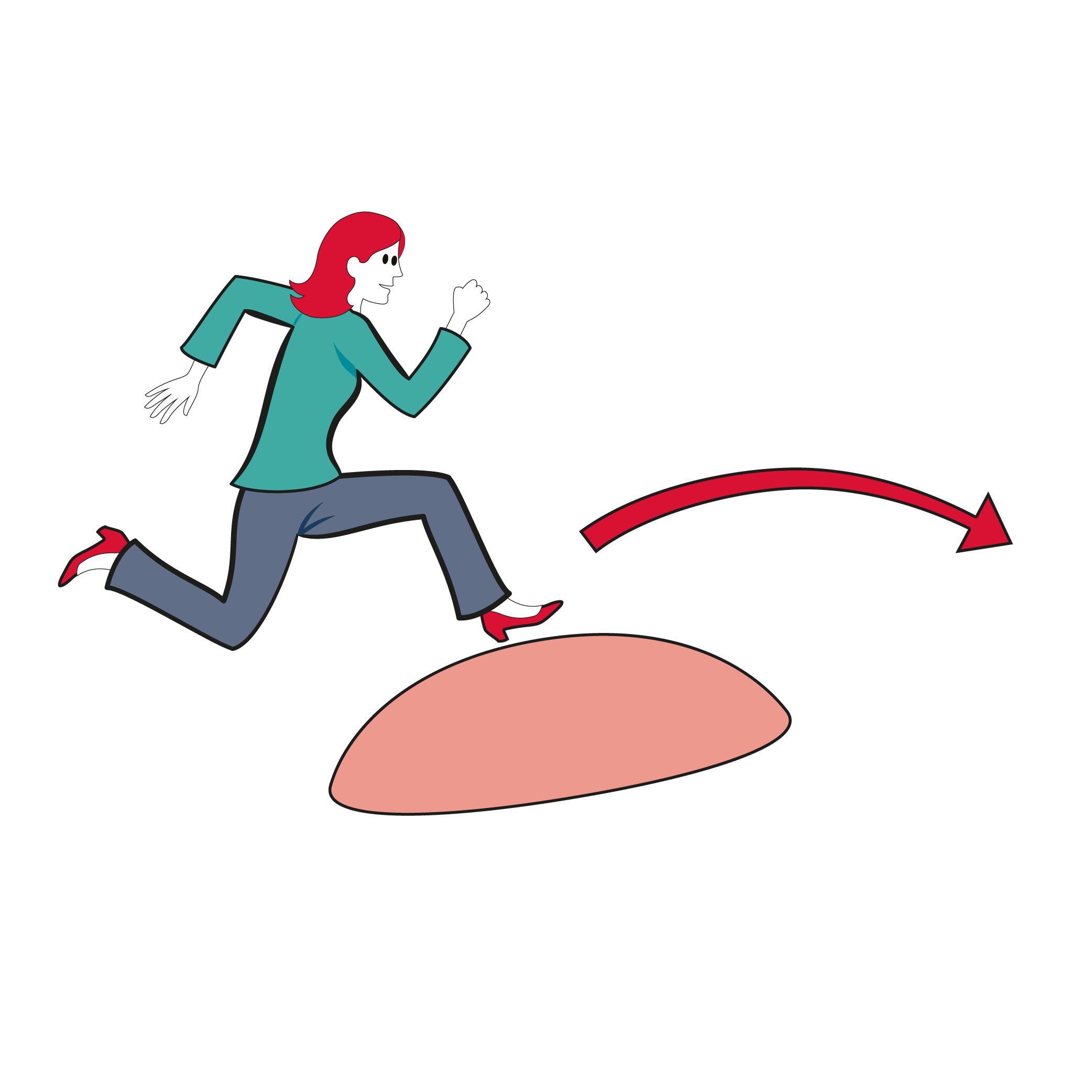 a cartoon illustration showing a woman rising above the line in an infographic