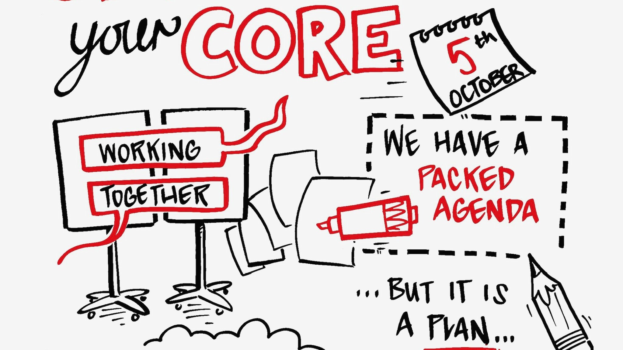 infographic about strengthening your core and working together