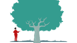 Illustration of Tree with Roots and person