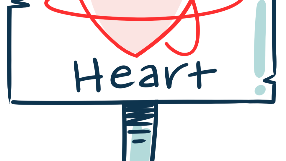 Illustration of a heart on a sign post